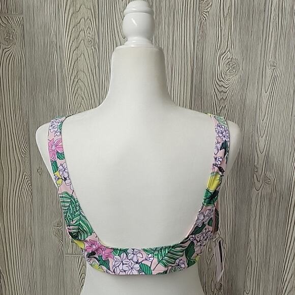 Vineyard Vines Swimsuit Bikini Top Pink Palm Lemon Print Womens Size Large NWT - Picture 3 of 12